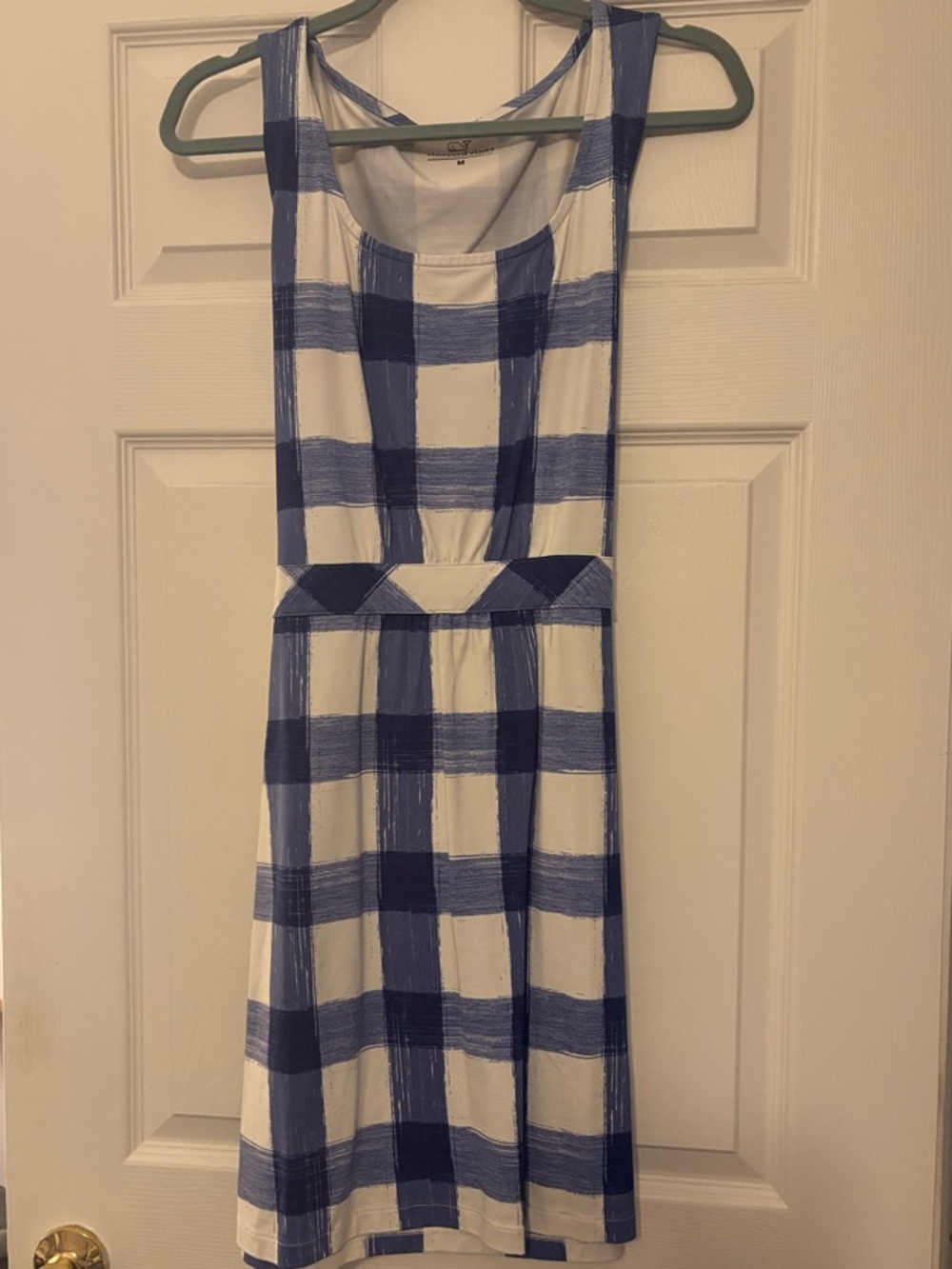 Vineyard Vines Blue and White Plaid Sleeveless Midi Dress